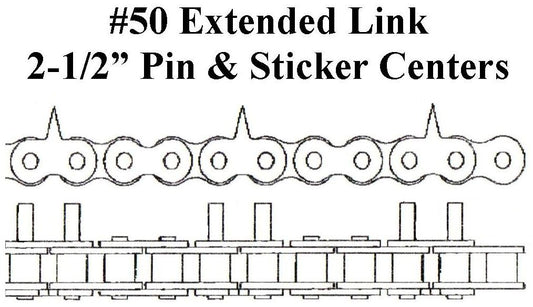 #50 2.5" CENT EXT LINK,PIN CHAIN RIVETED