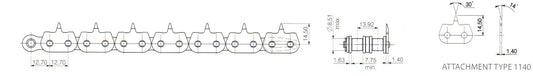 08B-2 PIN CHAIN CON LINK WITH 112.09 SIDE PLATE REGINA