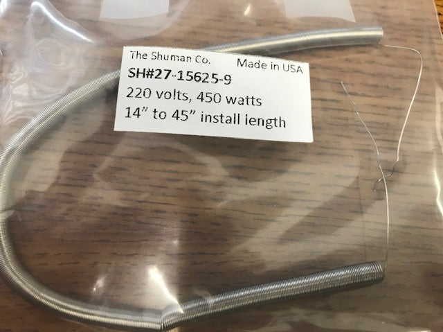 COIL 9.4in LONG .014 (SHUMAN WIRE) .197 OD 220V 493W 2in END