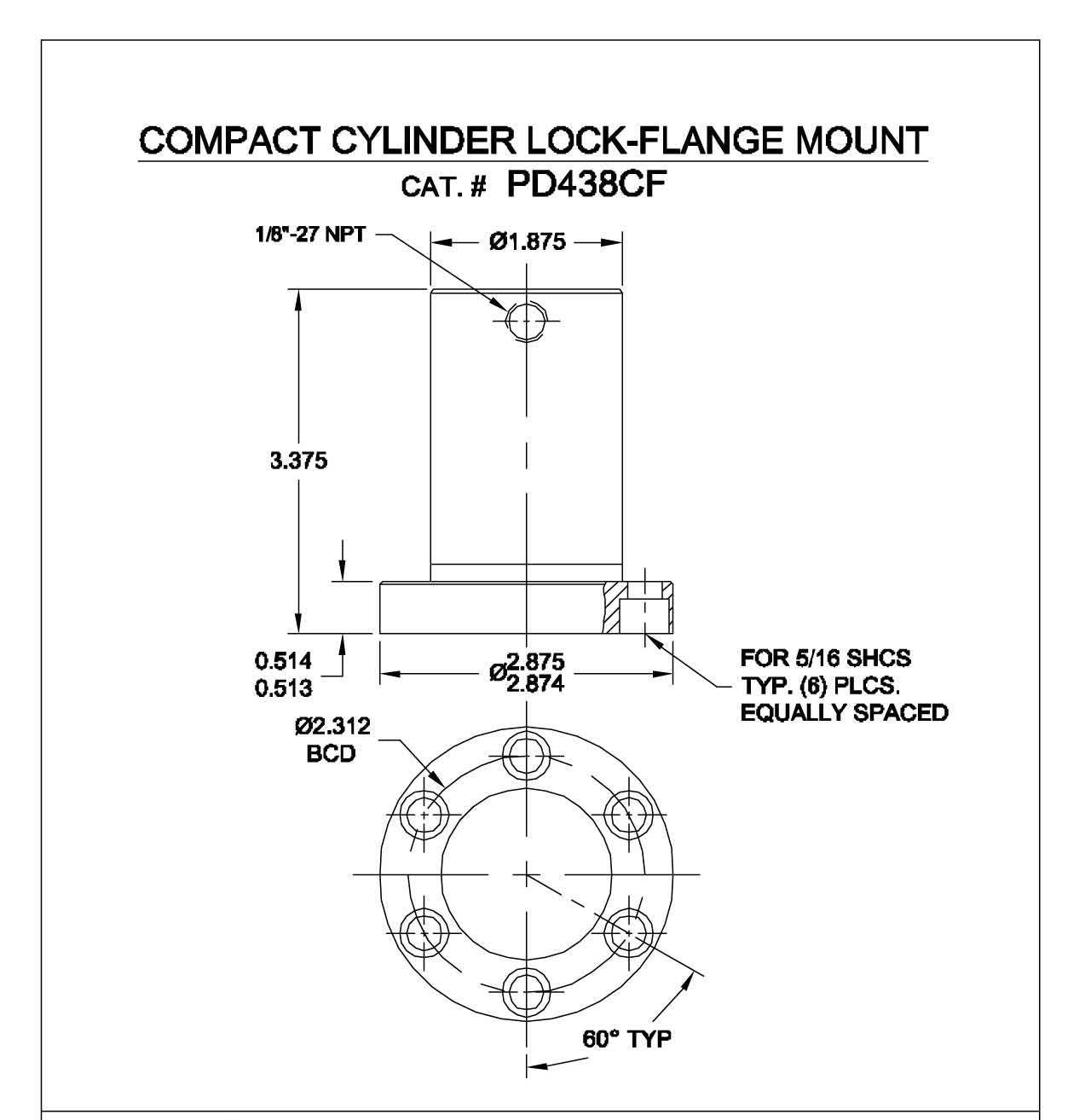 QUICK CYL FLANGED SHORT VITON SEAL (HIGH TEMP) PD438CFV