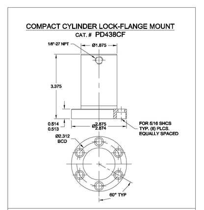 QUICK CYL FLANGED SHORT VITON SEAL (HIGH TEMP) PD438CFV