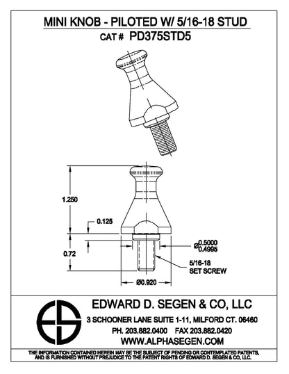 SMALL-FRY PILOTED KNOB W/5/16-18STD PD375STD5