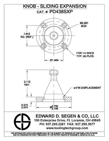 SEGEN 438 SLIDING EXPANSION KNOB PD438SXP