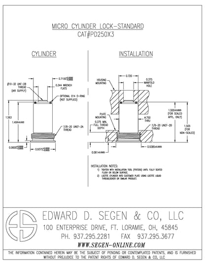 SEGEN STANDARD MICRO CYL 1.563"X7/8, PD250X3