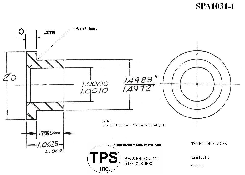 SPACER, TOGGLE TRUNNION