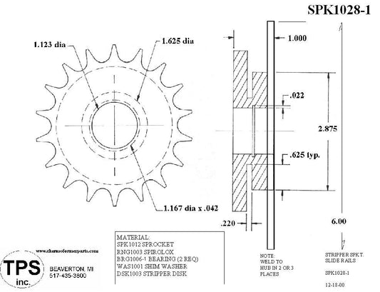 50B18 WITH 1/2" ID BEARING,COMPLETE W/6" STRIPPER DISK